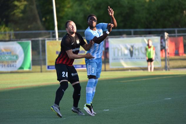 Zach Prince of the Charleston Battery (Left) Waits for the Ball vs. the Wilmington Hammerheads