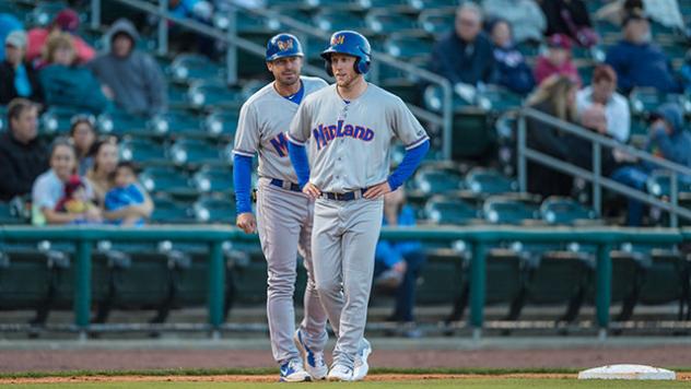 Midland RockHounds Center Fielder Brett Vertigan Talks at Third Base