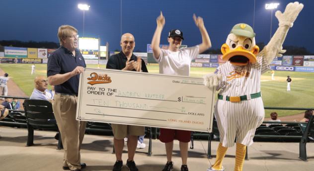 $10,000 Winner Andrew Kratzer Celebrates with the Long Island Ducks