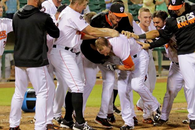 Fresno Grizzlies Mob Danny Worth after his Walk-Off Grand Slam