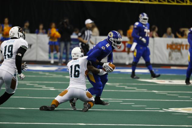 The Arizona Rattlers Make a Tackle on the Tampa Bay Storm