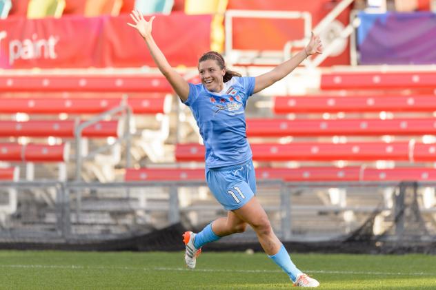 Sofia Huerta of the Chicago Red Stars Celebrates her Goal