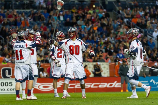 Boston Cannons Celebrate a Goal vs. the Denver Outlaws