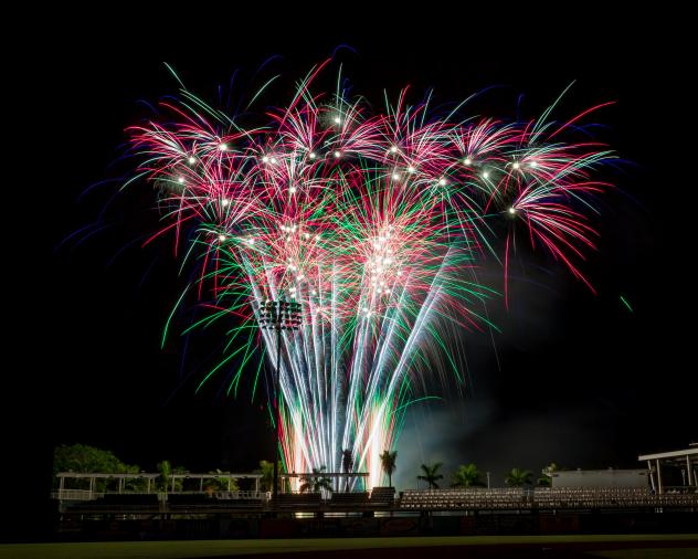 Fireworks over Hammond Stadium, Home of the Fort Myers Miracle