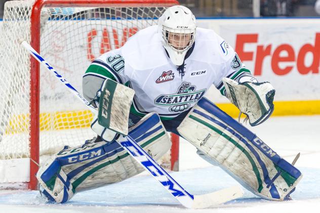 Goaltender Landon Bow with the Seattle Thunderbirds
