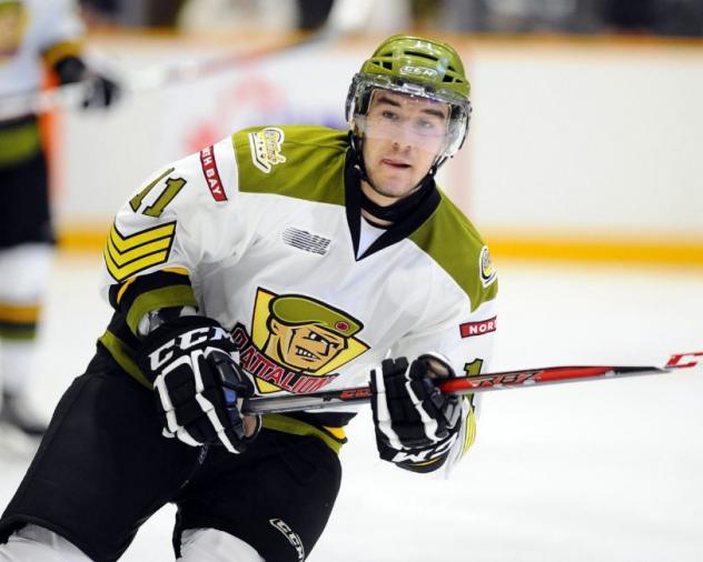 Left Winger Mike Baird with the North Bay Battalion