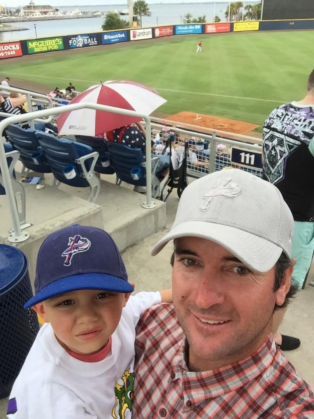 Bubba Watson at a Pensacola Blue Wahoos Game