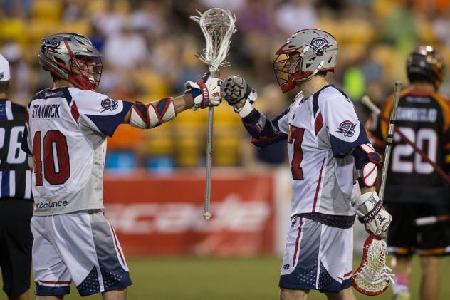 Boston Cannons Celebrate a Goal vs. the Atlanta Blaze