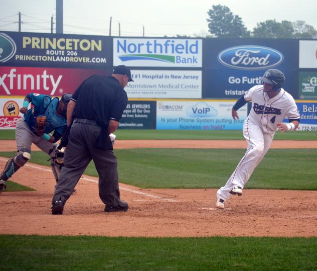 Somerset Patriots Catcher Yovan Gonzalez Scores