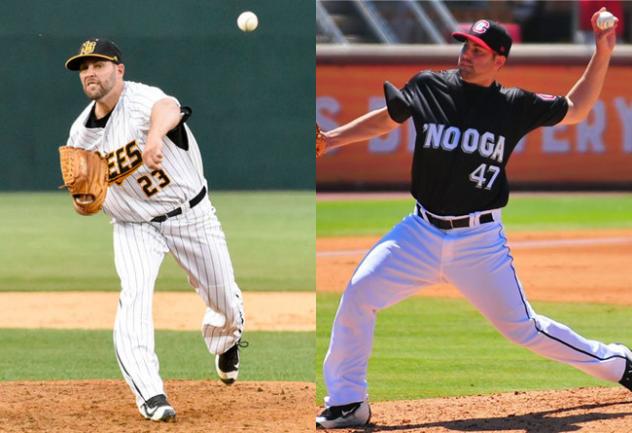 LHP Nick Greenwood with the New Britain Bees and Chattanooga Lookouts