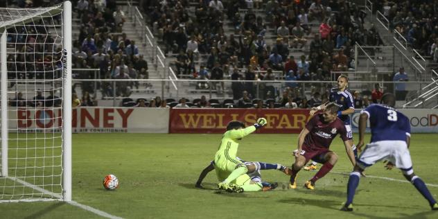 Adam Jahn Watches his Goal Trickle in vs. the Real Monarchs