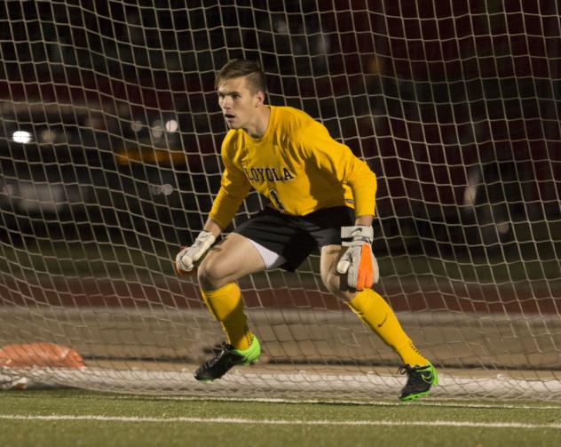 Goalkeeper Tim Dobrowolski with Loyola University Chicago