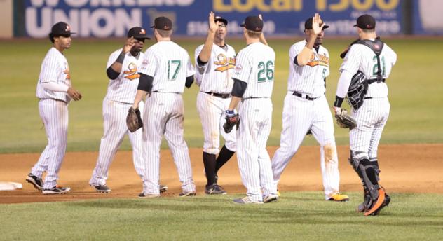 Long Island Ducks Exchange High Fives
