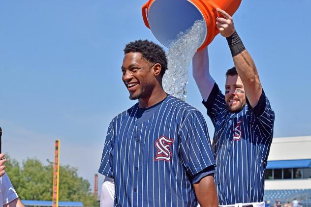 Brian Goodwin Gets a Gatorade Shower