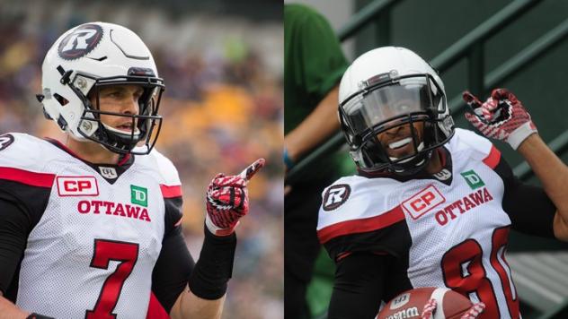 QB Trevor Harris and WR Chris Williams of the Ottawa RedBlacks