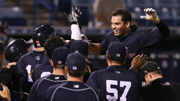 Tampa Yankees Greet Vicente Conde at the Plate following his Walk-Off Grand Slam