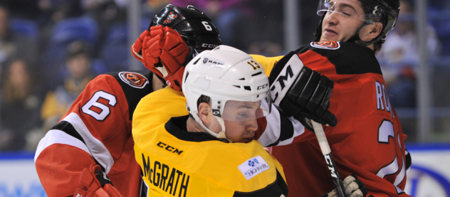 Latta Scores Again in 4-3 OT Loss to Penguins