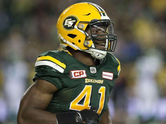 DL Odell Willis with the Edmonton Eskimos
