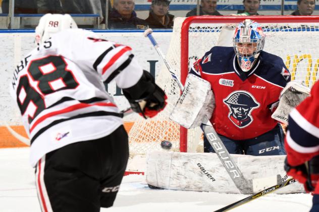 Kitchener Rangers Goaltender Mario Culina vs. the Niagara IceDogs