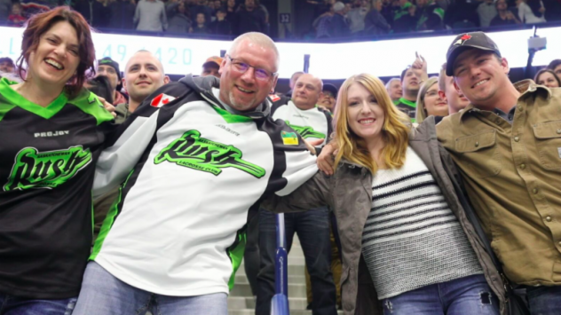 Saskatchewan Rush Participate in Group Hug