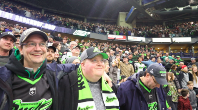 Saskatchewan Rush Participate in Group Hug