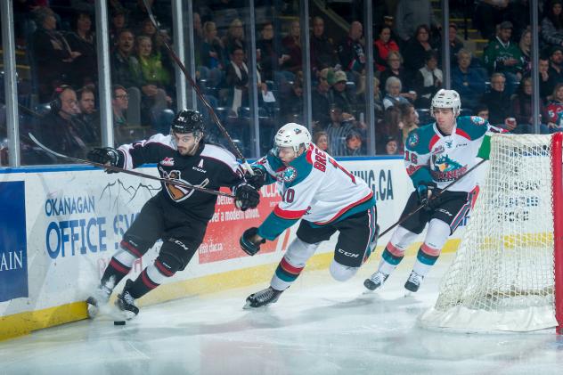 Matt Barber of the Vancouver Giants vs. the Kelowna Rockets