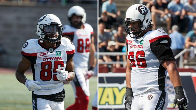 Ottawa RedBlacks Receiver Diontae Spencer and Offensive Lineman Nolan MacMillan