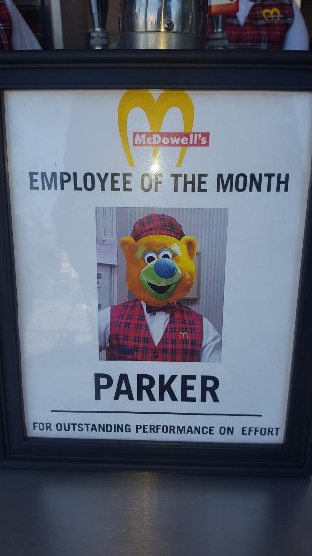 McDowell's Employee of the Month Sign