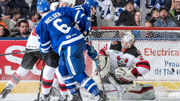 Binghamton Devils Goaltender Mackenzie Blackwood Faces the Toronto Marlies