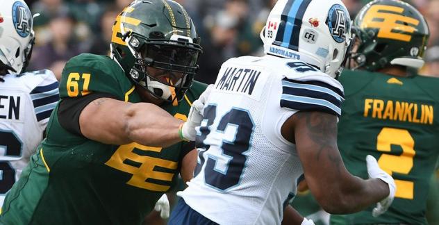 Offensive Tackle Joel Figueroa with the Edmonton Eskimos