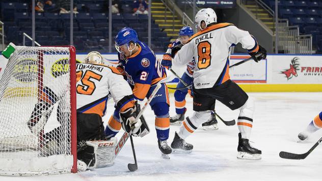 Lehigh Valley Phantoms Goaltender Dustin Tokarski Stuffs the Bridgeport Sound Tigers