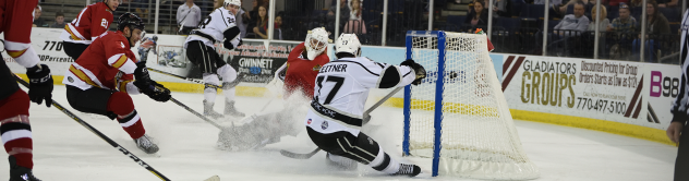 Manchester Monarchs Goaltender Matt Leitner Fends off the Atlanta Gladiators