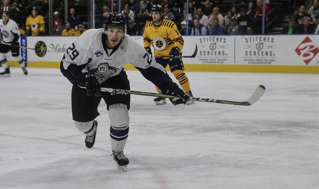 Cody Fowlie of the Jacksonville IceMen vs. the Norfolk Admirals