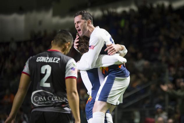 Tacoma Stars celebrate a goal vs. the Ontario Fury