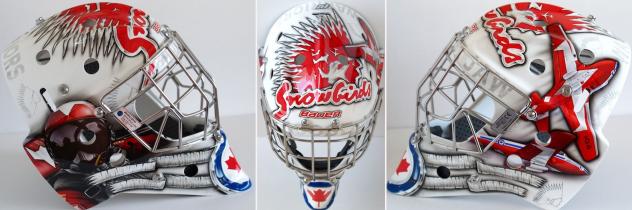 Moose Jaw Warriors Snowbirds goalie helmet