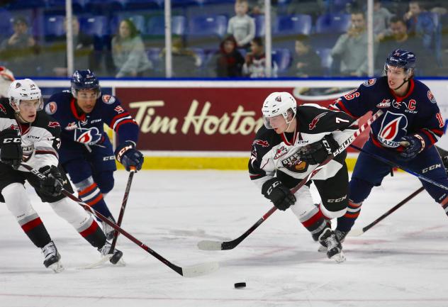 Ty Ronning of the Vancouver Giants vs. the Kamloops Blazers