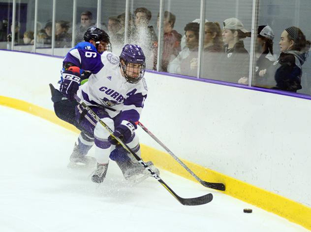 Defenseman Jarrett Kup with Curry College