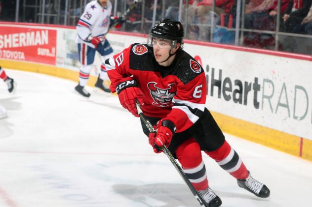 Defenseman Colton White with the Binghamton Devils