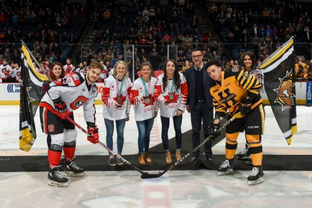 Canadian Olympians at the Hamilton Bulldogs game