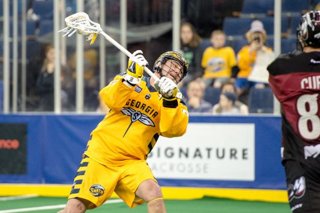 Randy Staats of the Georgia Swarm fires against the Colorado Mammoth