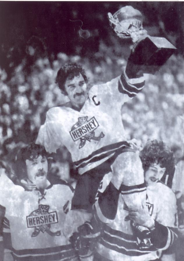 Ralph Keller and the Hershey Bears celebrate winning the Calder Cup