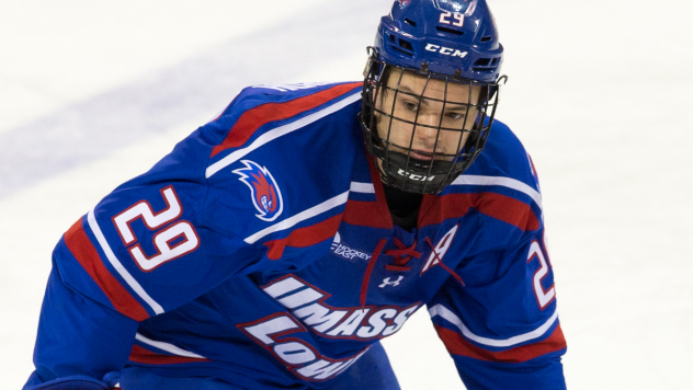 Forward John Edwardh with the UMass Lowell River Hawks