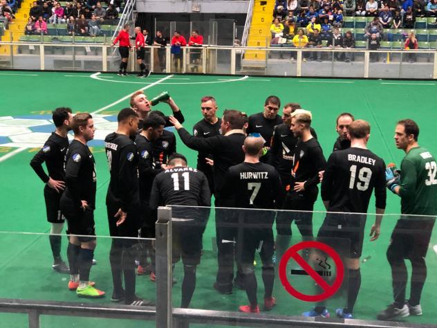 Cedar Rapids Rampage huddle up vs. the Milwaukee Wave