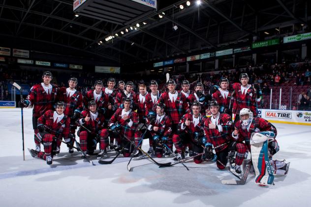 Kelowna Rockets pose in their Don Cherry uniforms