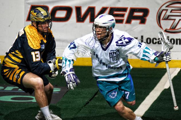 Kyle Jackson of the Rochester Knighthawks vs. the Georgia Swarm