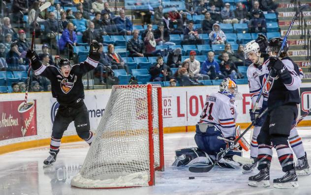 James Malm celebrates a Vancouver Giants' goal