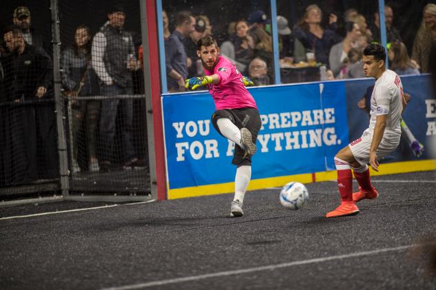 Milwaukee Wave Goalkeeper Josh Lemos distributes the ball