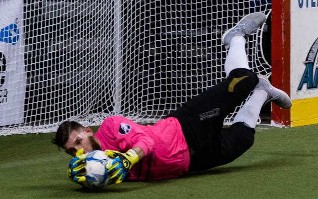 Milwaukee Wave Goalkeeper Josh Lemos smothers a shot