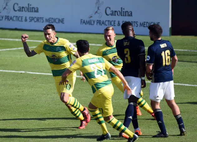 Tampa Bay Rowdies celebrate a goal vs. North Carolina FC