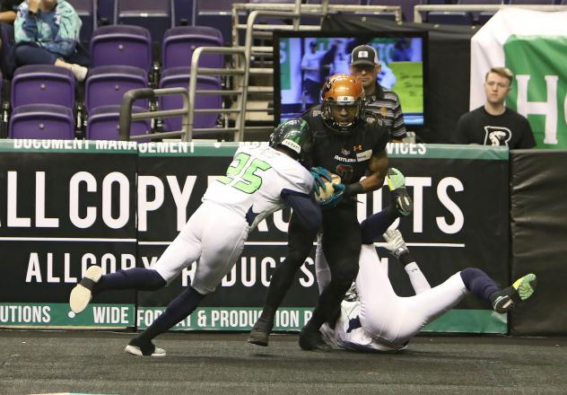 Allen Chapman of the Arizona Rattlers makes a catch vs. the Nebraska Danger